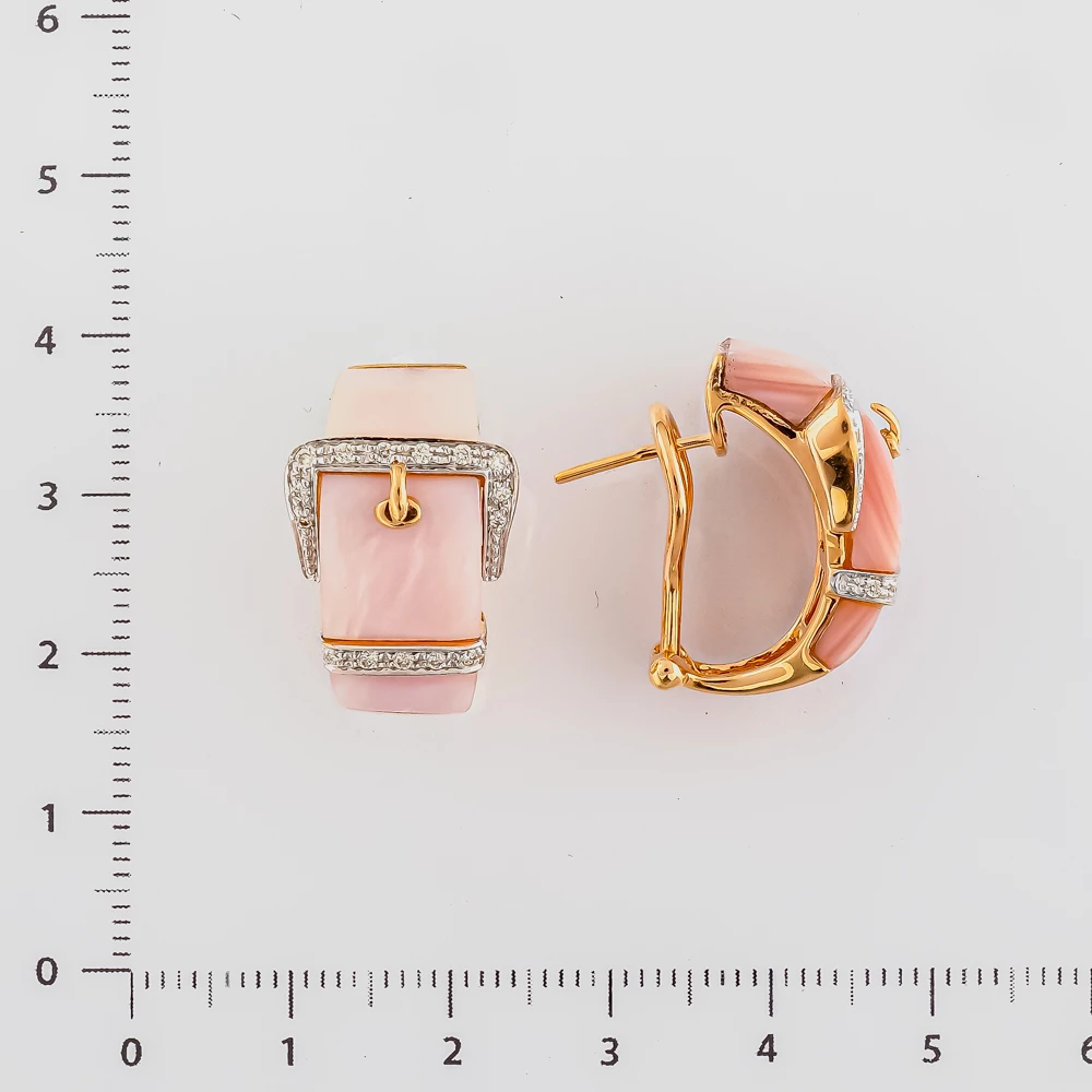 Серьги с керамикой из красного золота 585 пробы