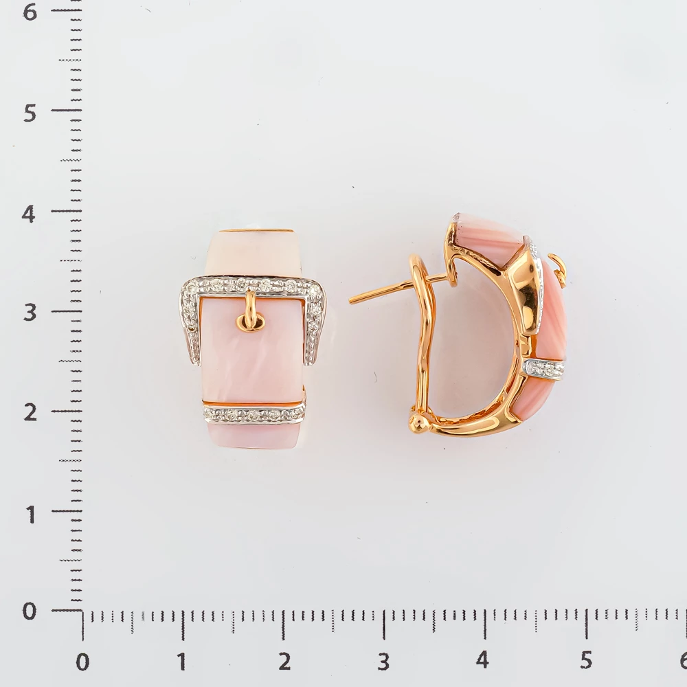 Серьги с керамикой из красного золота 585 пробы