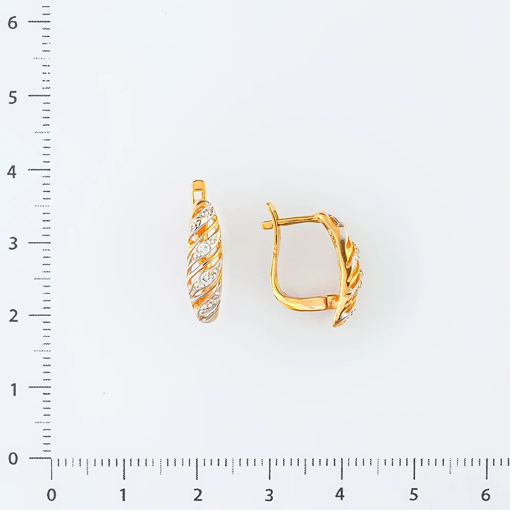 Серьги с фианитом из красного золота 585 пробы