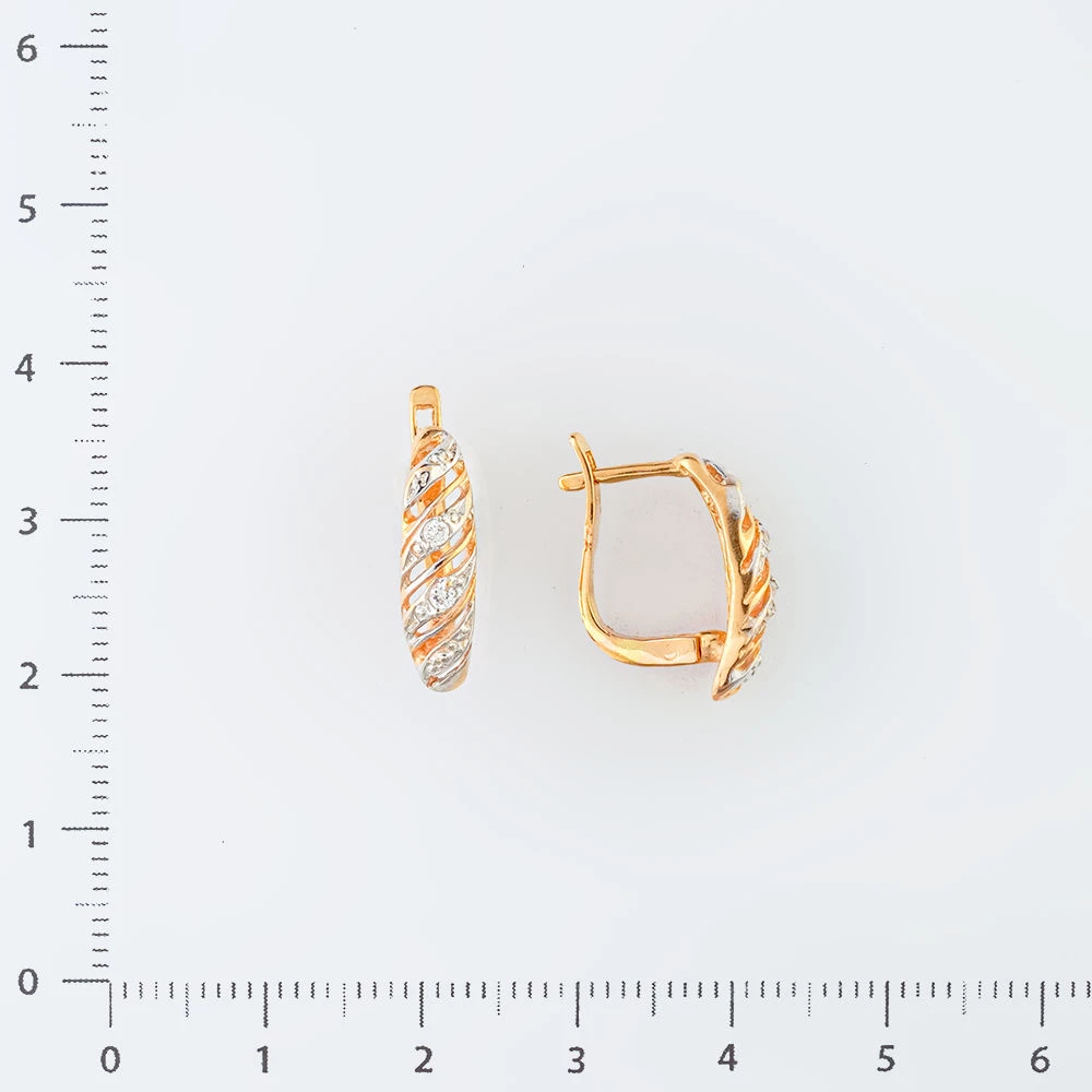 Серьги с фианитом из красного золота 585 пробы