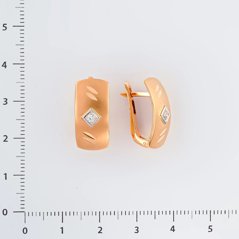 Серьги с фианитом из красного золота 585 пробы