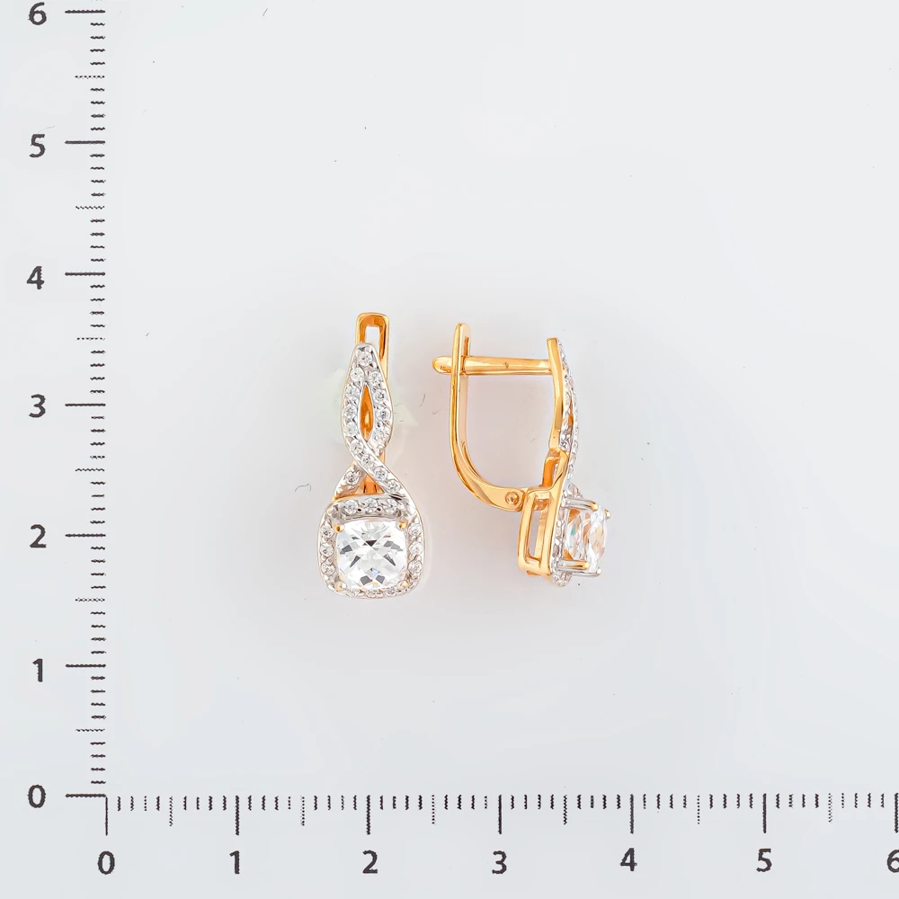 Серьги с фианитом из красного золота 585 пробы