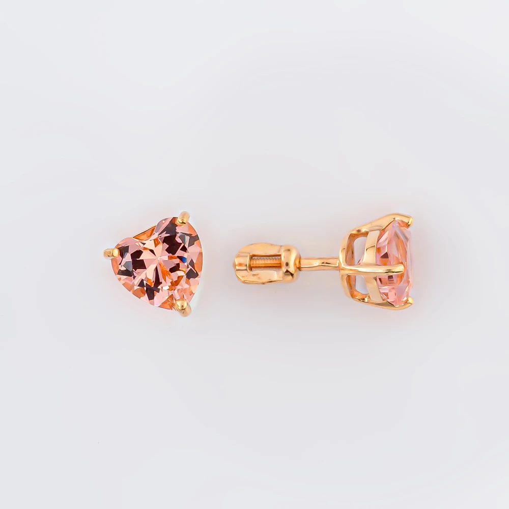 Серьги с ситаллом из красного золота 585 пробы