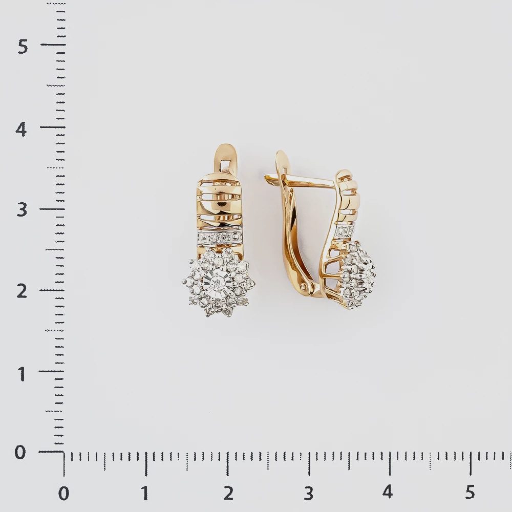 Серьги с бриллиантом из красного золота 585 пробы