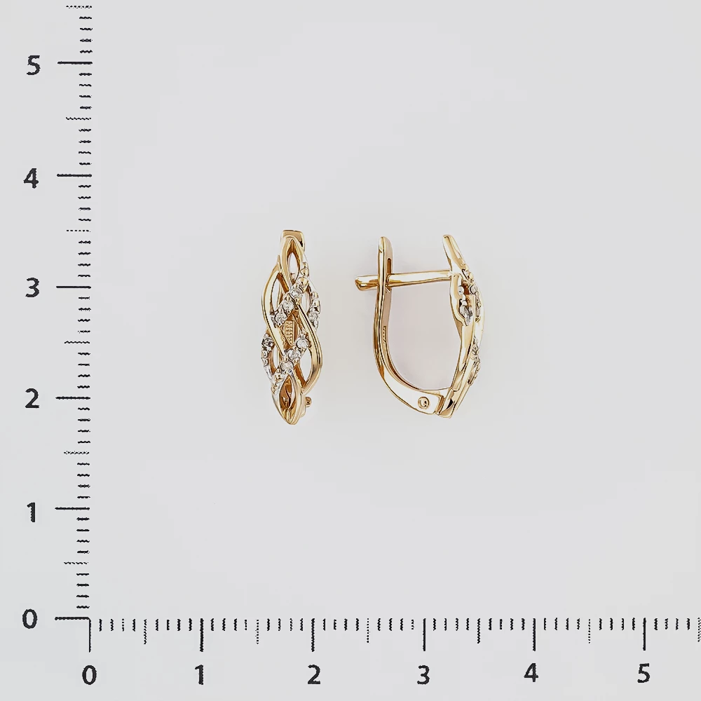 Серьги с бриллиантом из красного золота 585 пробы