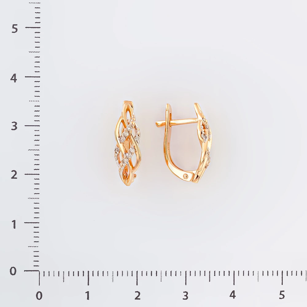Серьги с бриллиантом из красного золота 585 пробы