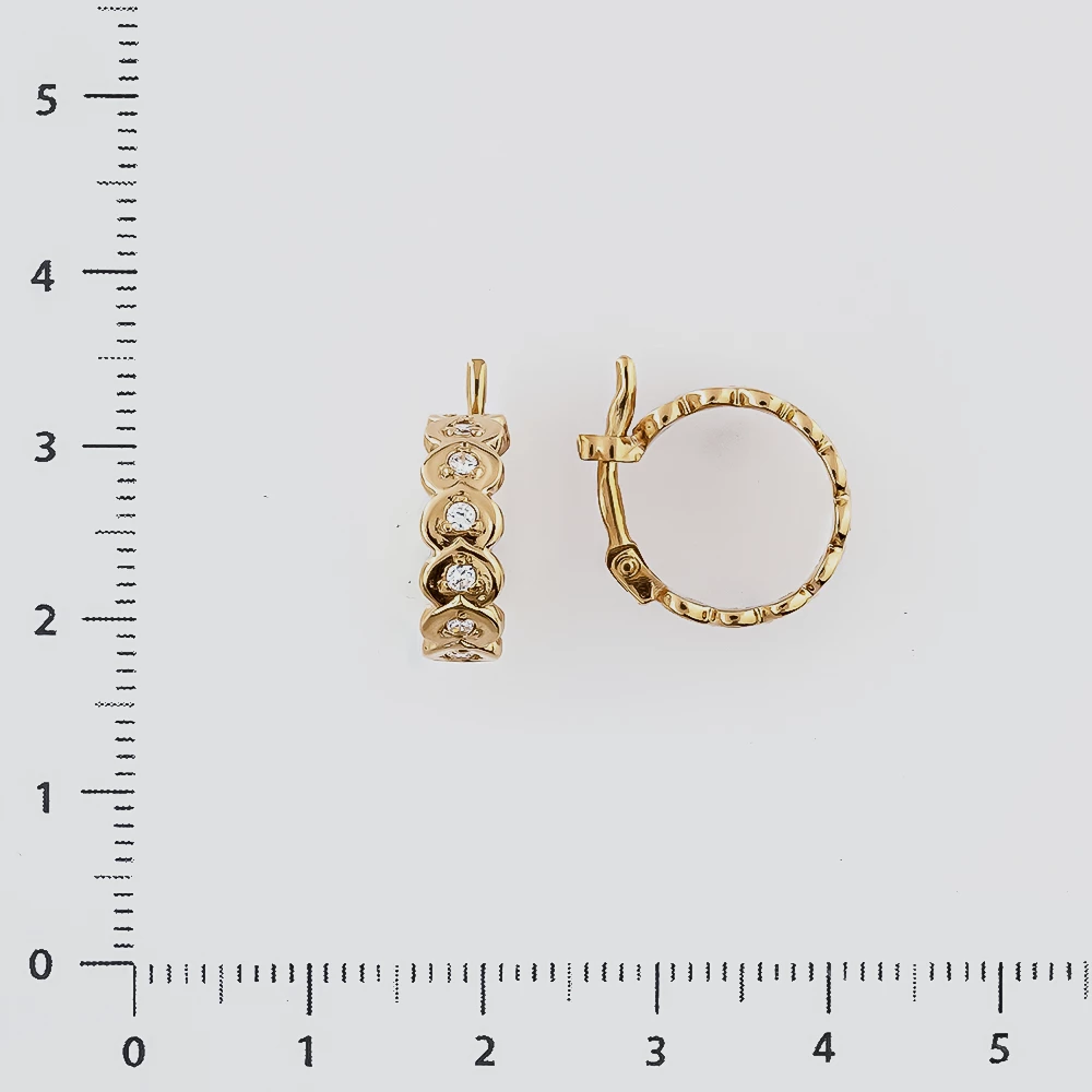 Серьги с фианитом из красного золота 585 пробы