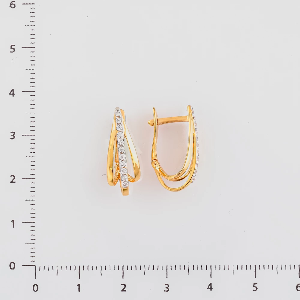 Серьги с фианитом из красного золота 585 пробы