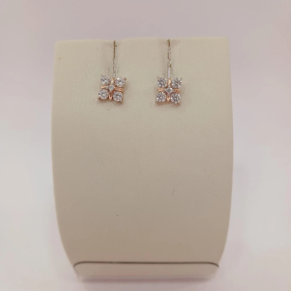 Серьги с фианитом из красного золота 585 пробы