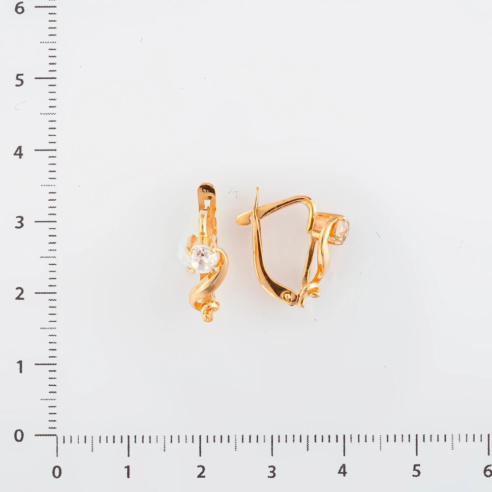 Серьги с фианитом из красного золота 585 пробы