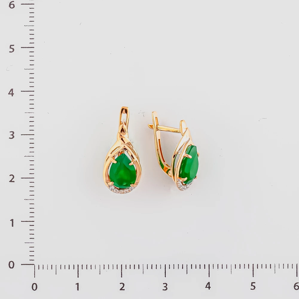 Серьги с агатом из красного золота 585 пробы