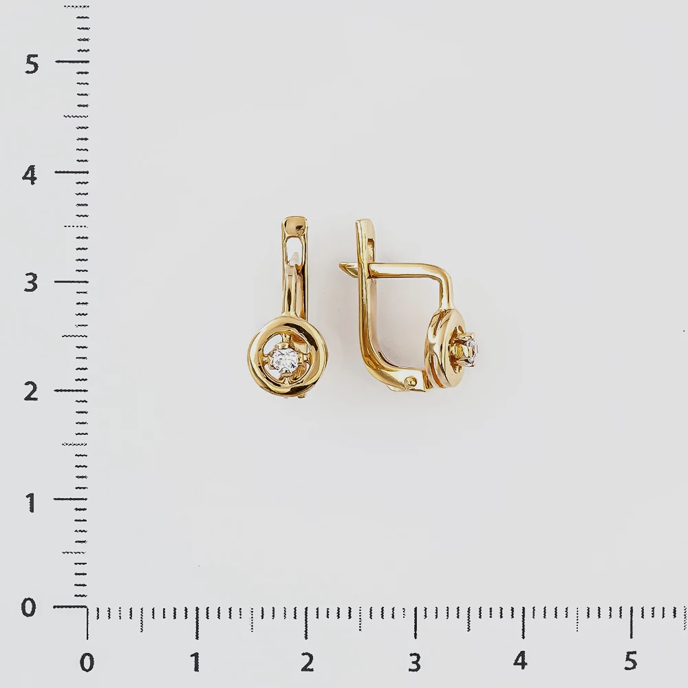 Серьги с фианитом из красного золота 585 пробы