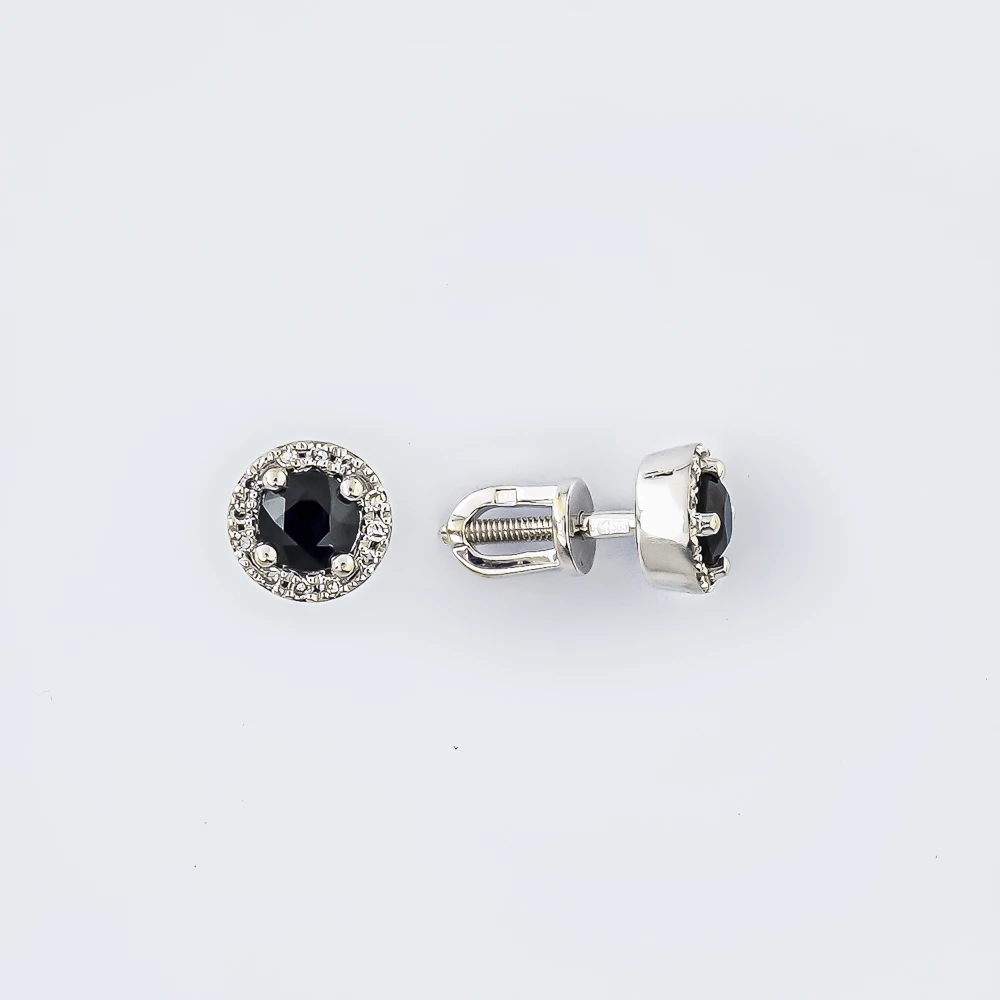 Серьги с сапфиром из белого золота 585 пробы
