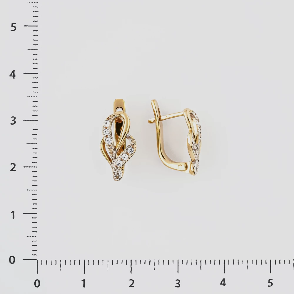 Серьги с фианитом из красного золота 585 пробы