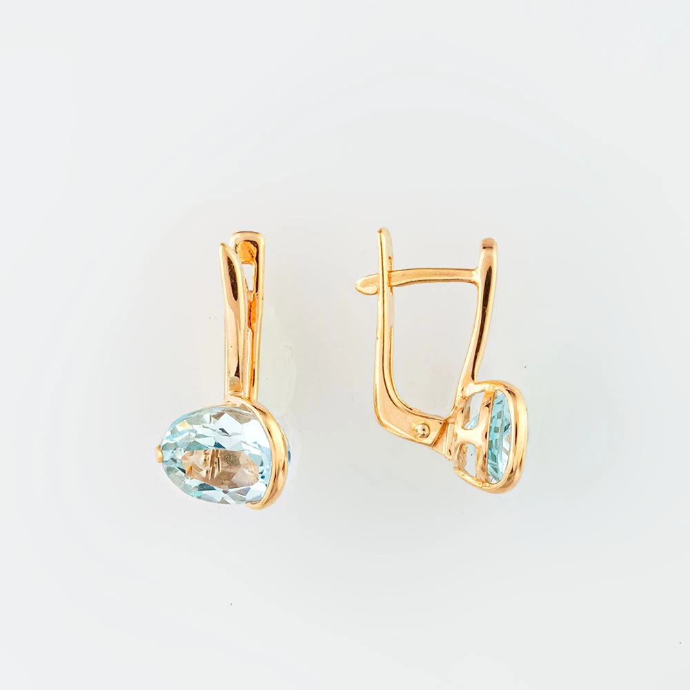 Серьги с топазом из красного золота 585 пробы