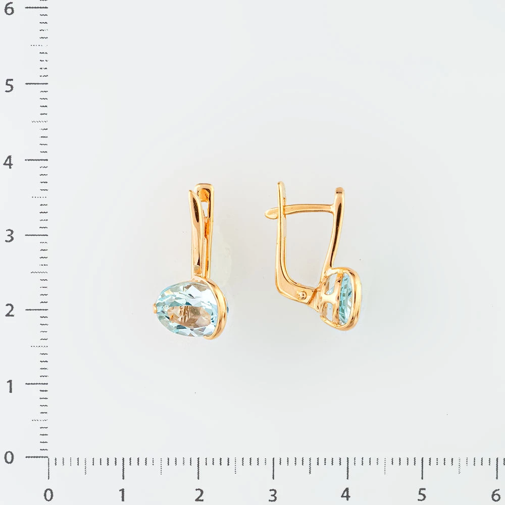 Серьги с топазом из красного золота 585 пробы