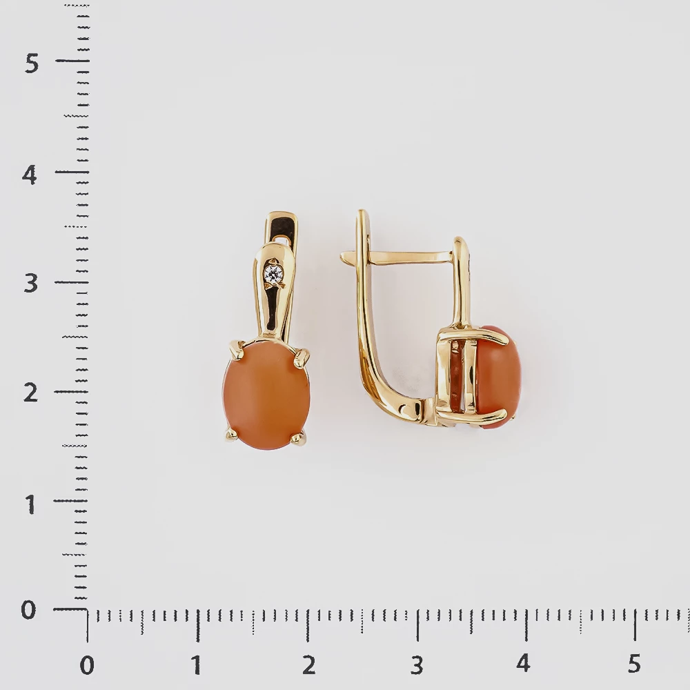 Серьги с кораллом из красного золота 585 пробы