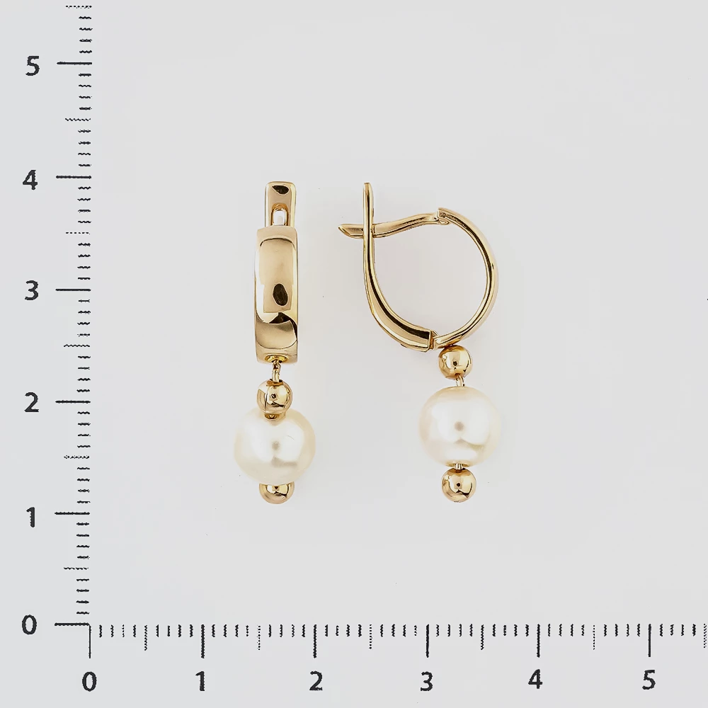 Серьги с культивированным жемчугом из красного золота 585 пробы