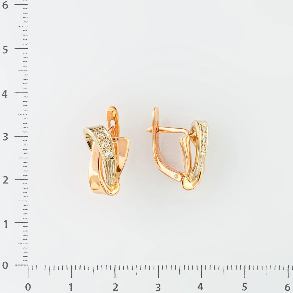 Серьги с бриллиантом из красного золота 585 пробы