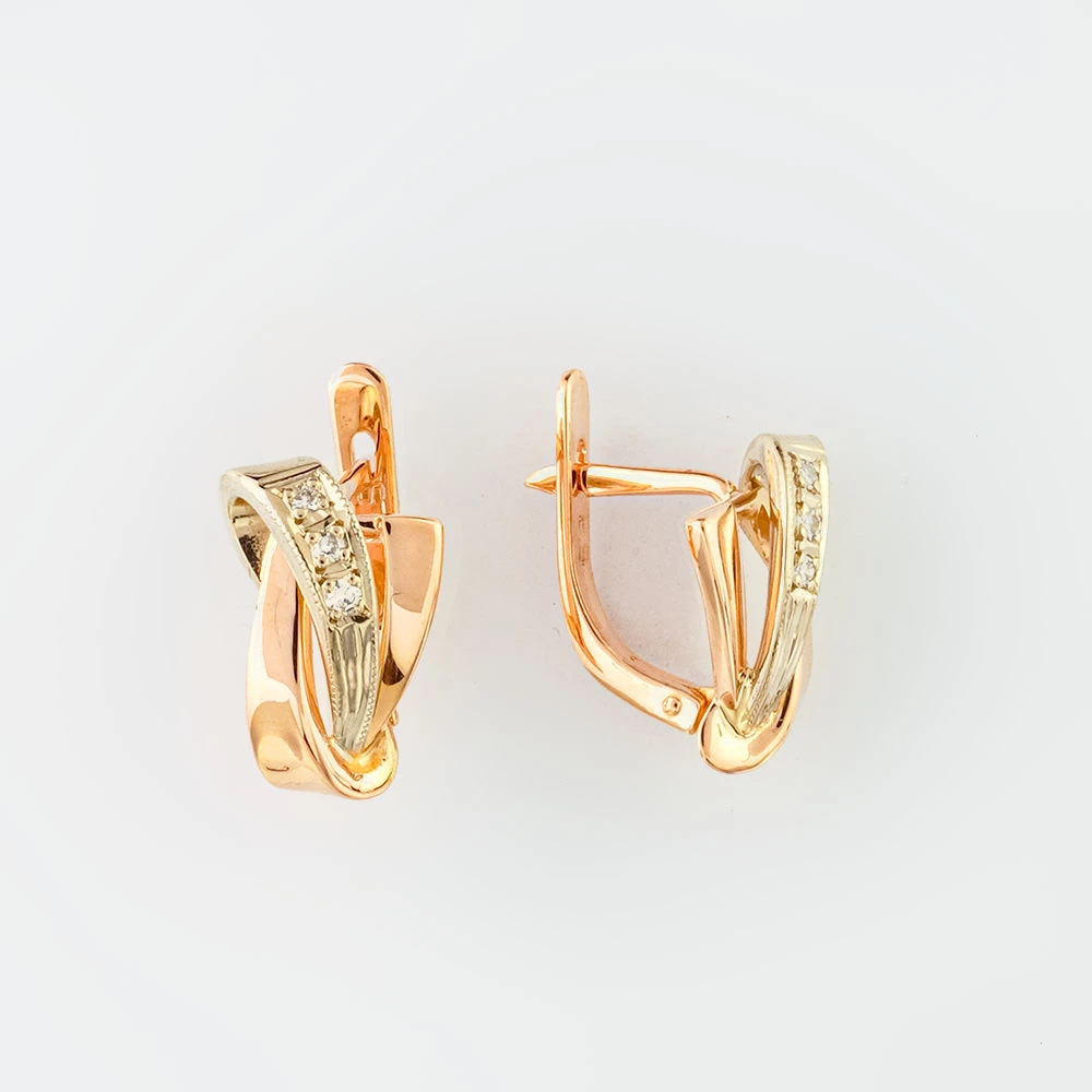 Серьги с бриллиантом из красного золота 585 пробы