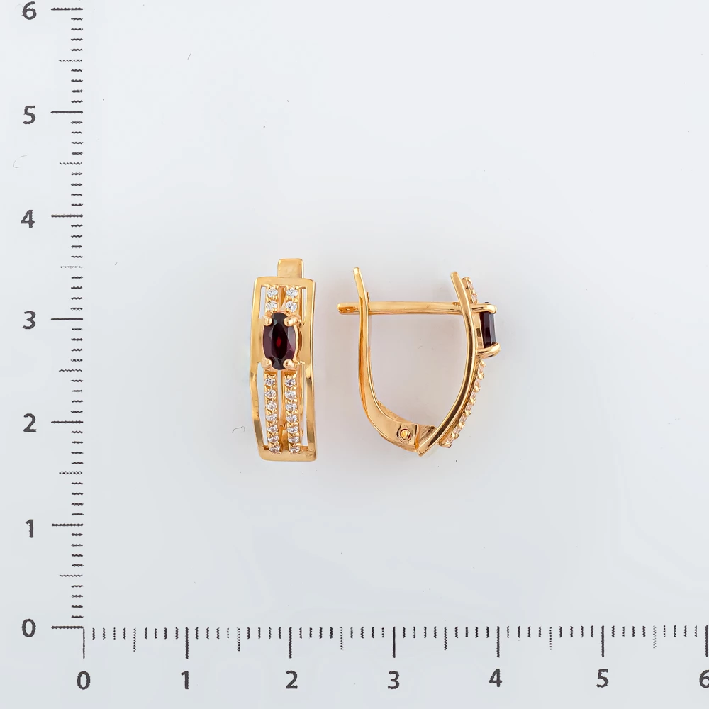 Серьги с гранатом из красного золота 585 пробы