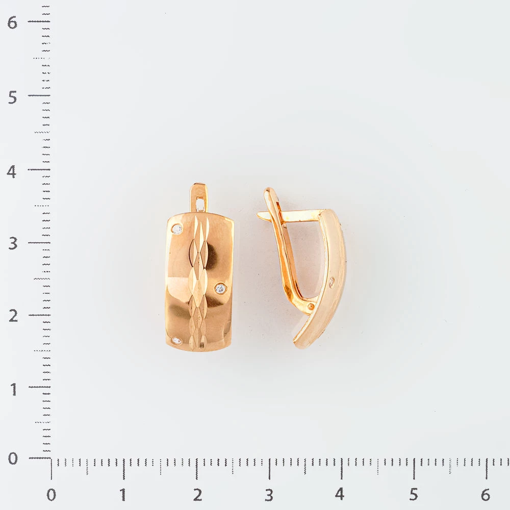 Серьги с фианитом из красного золота 585 пробы