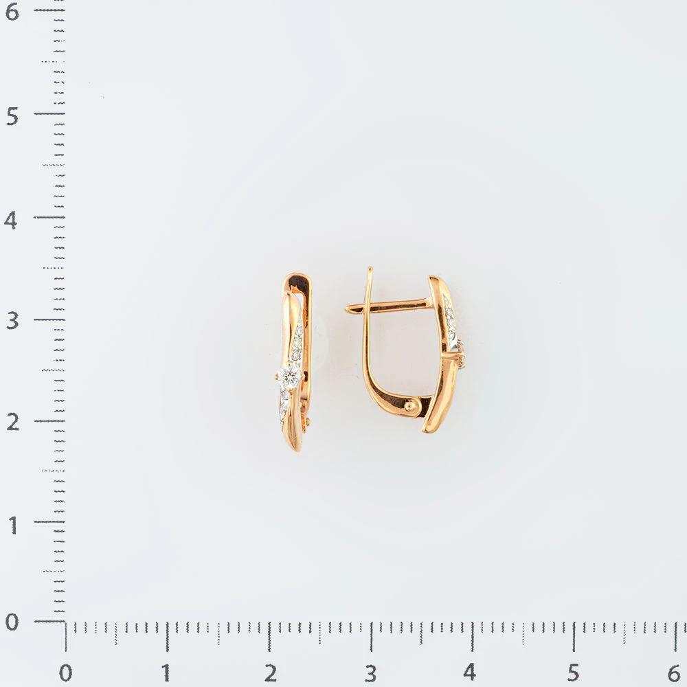 Серьги с бриллиантом из красного золота 585 пробы