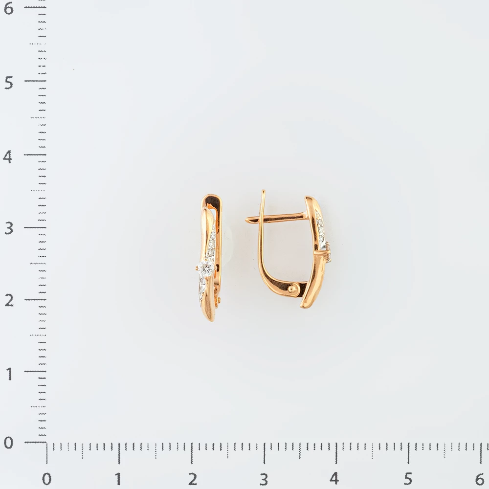 Серьги с бриллиантом из красного золота 585 пробы