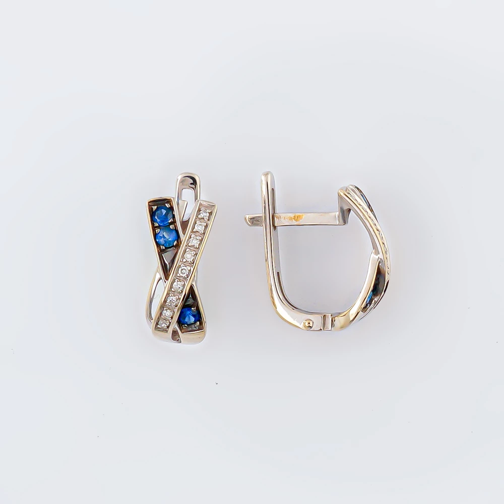 Серьги с сапфиром из белого золота 585 пробы