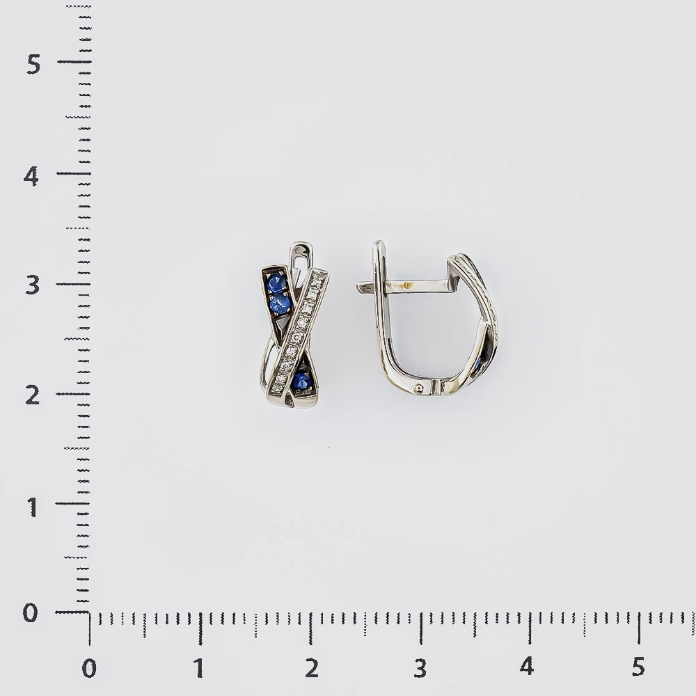 Серьги с сапфиром из белого золота 585 пробы