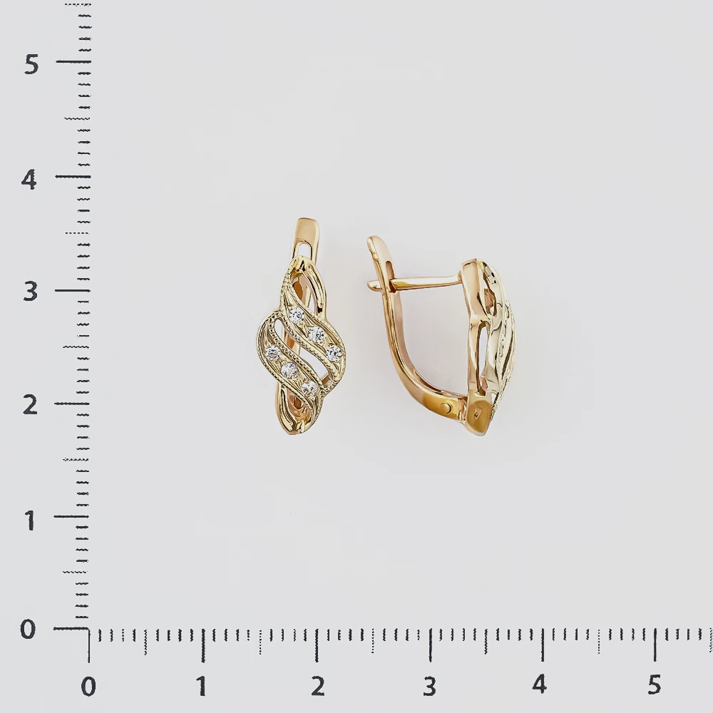 Серьги с фианитом из красного золота 585 пробы