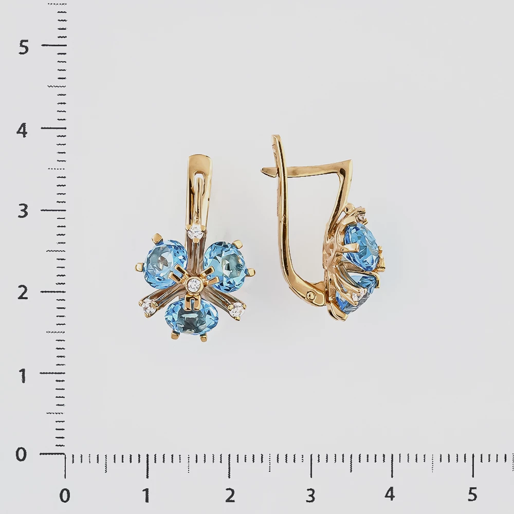 Серьги с топазом из красного золота 585 пробы