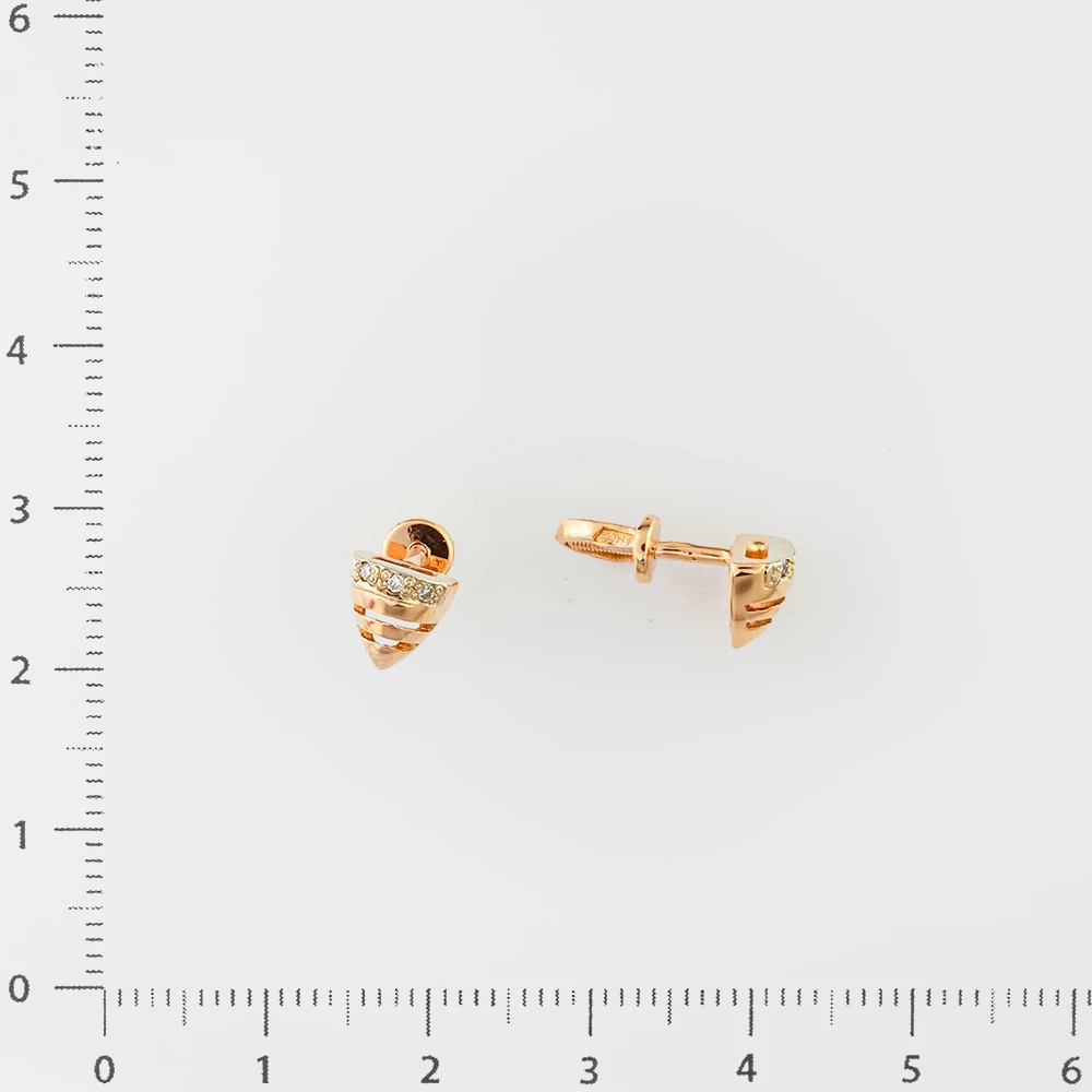 Серьги с бриллиантом из красного золота 585 пробы