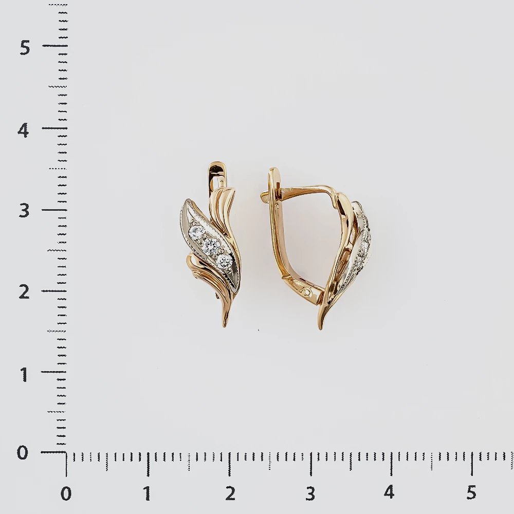 Серьги с бриллиантом из красного золота 585 пробы