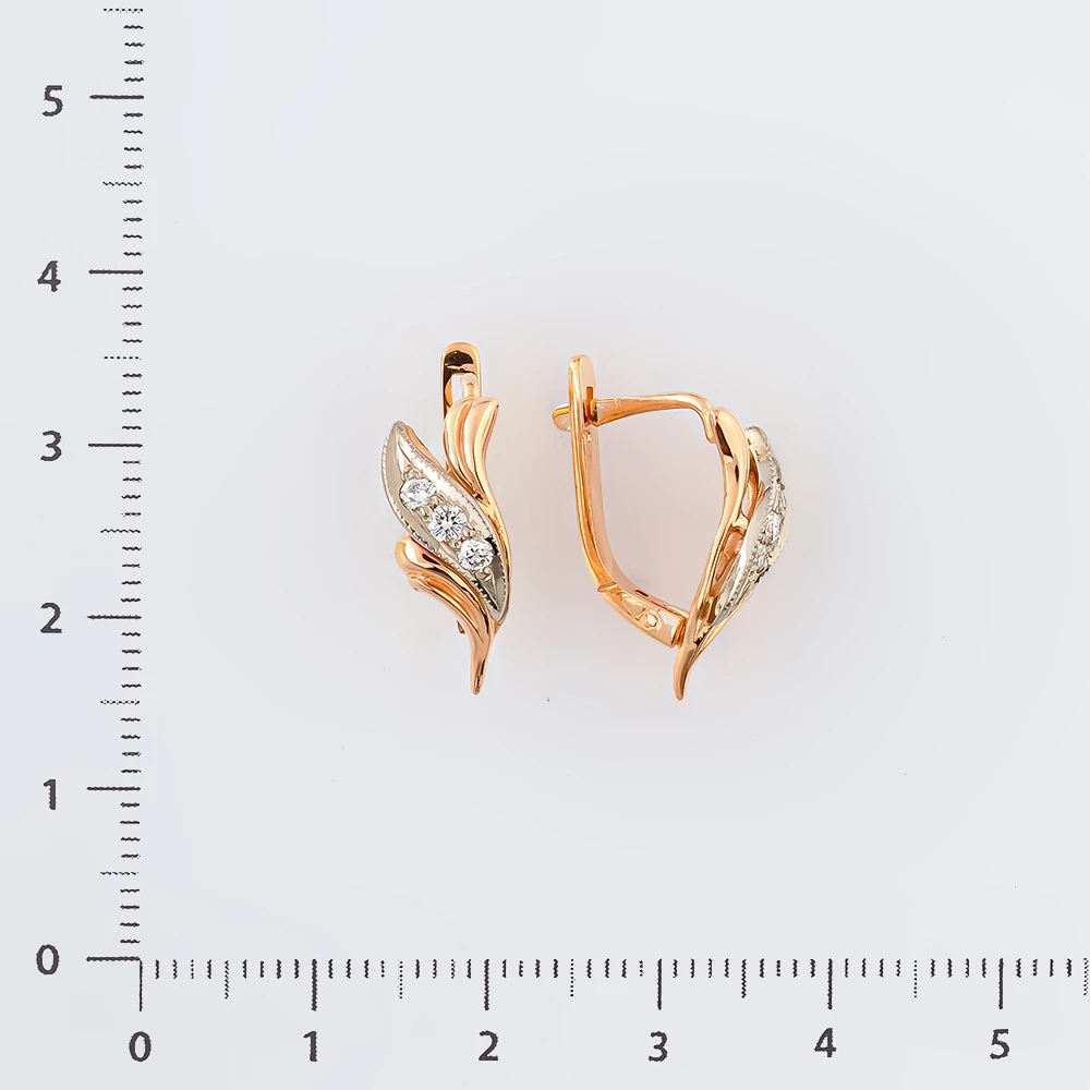 Серьги с бриллиантом из красного золота 585 пробы