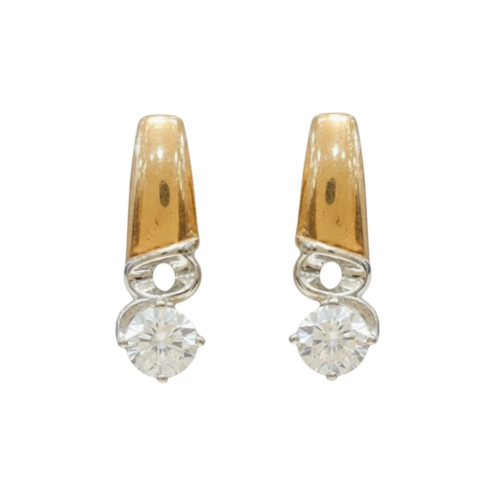 Серьги с фианитом из красного золота 585 пробы