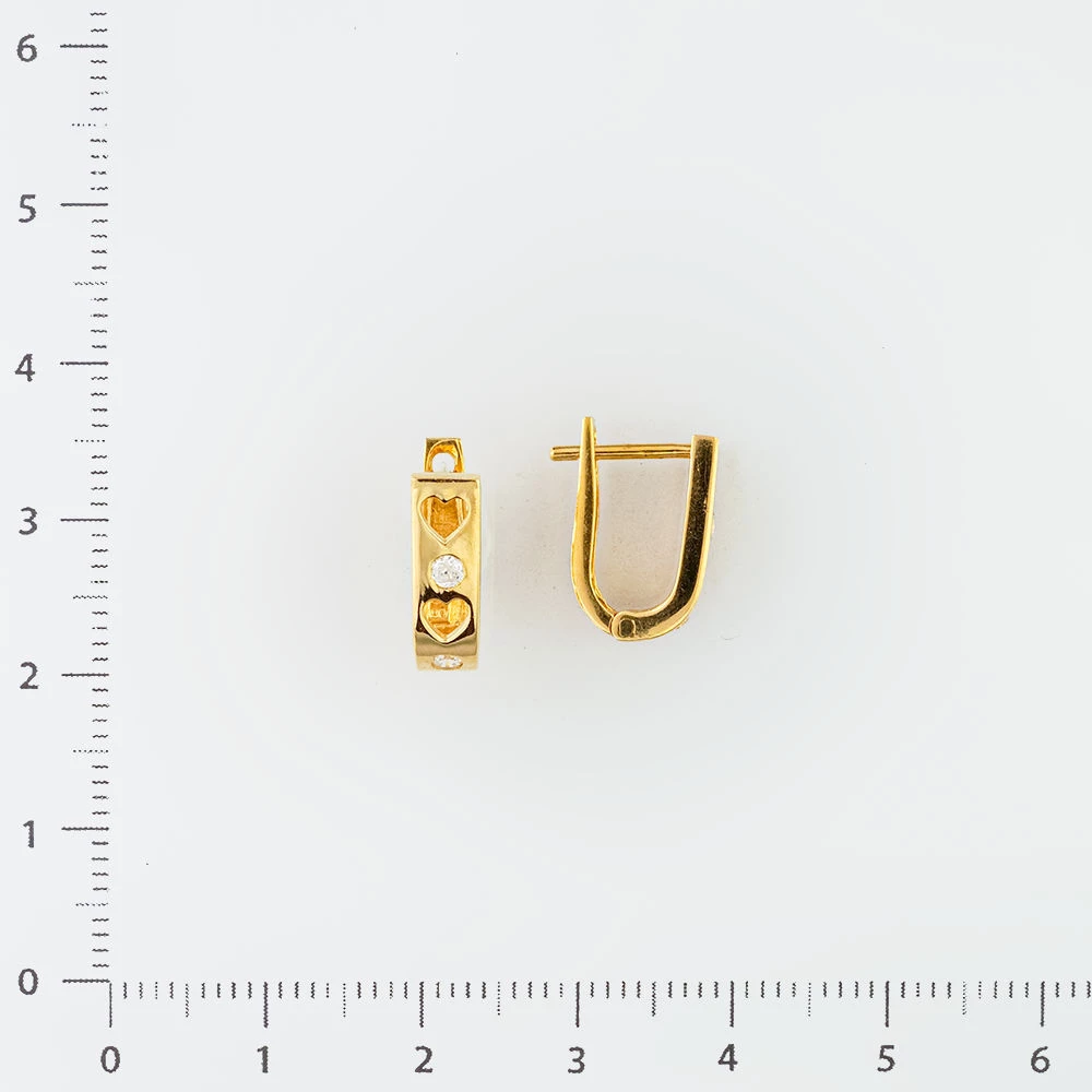 Серьги с фианитом из желтого золота 585 пробы