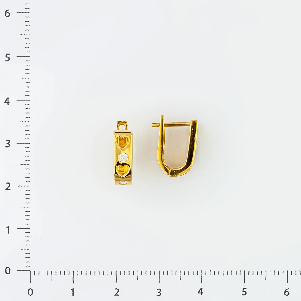 Серьги с фианитом из желтого золота 585 пробы