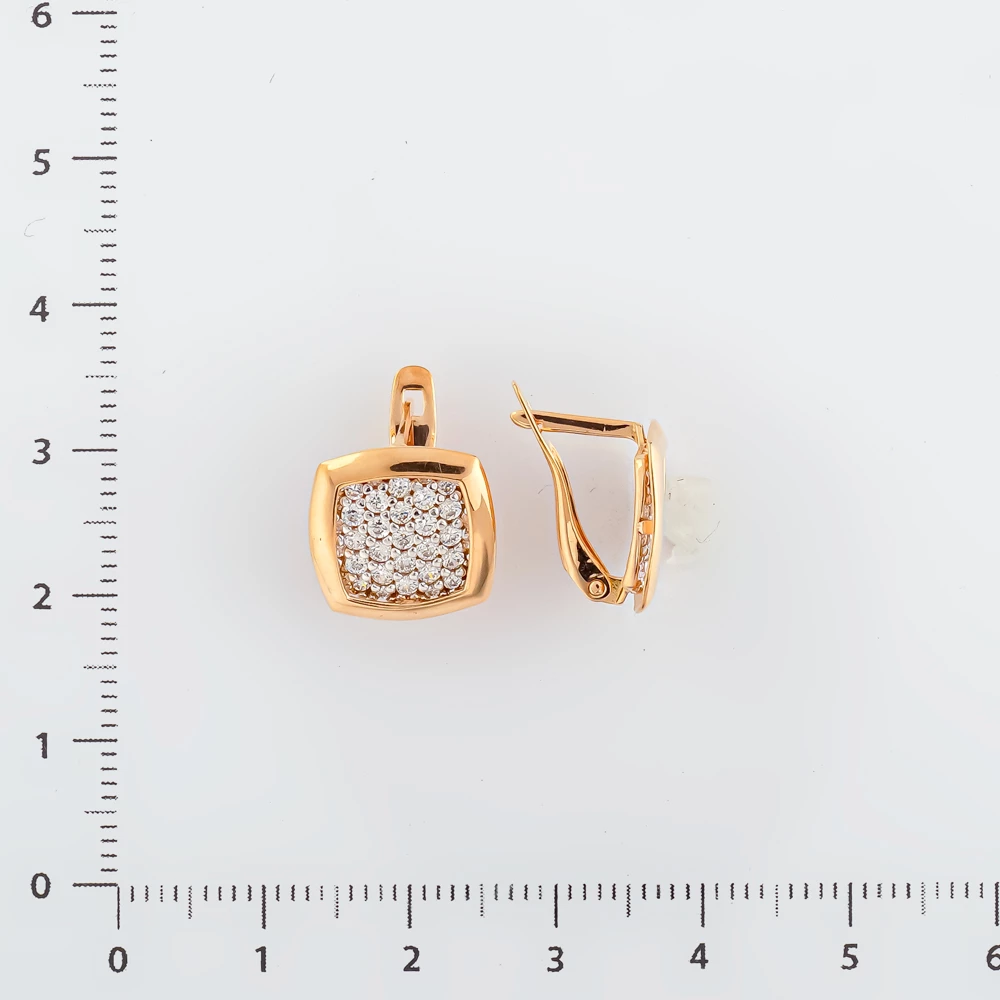 Серьги с фианитом из красного золота 585 пробы