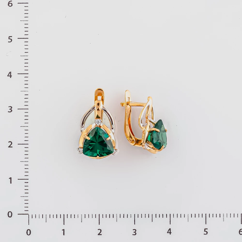 Серьги с ситаллом из красного золота 585 пробы