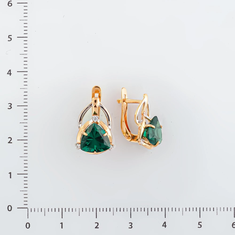 Серьги с ситаллом из красного золота 585 пробы