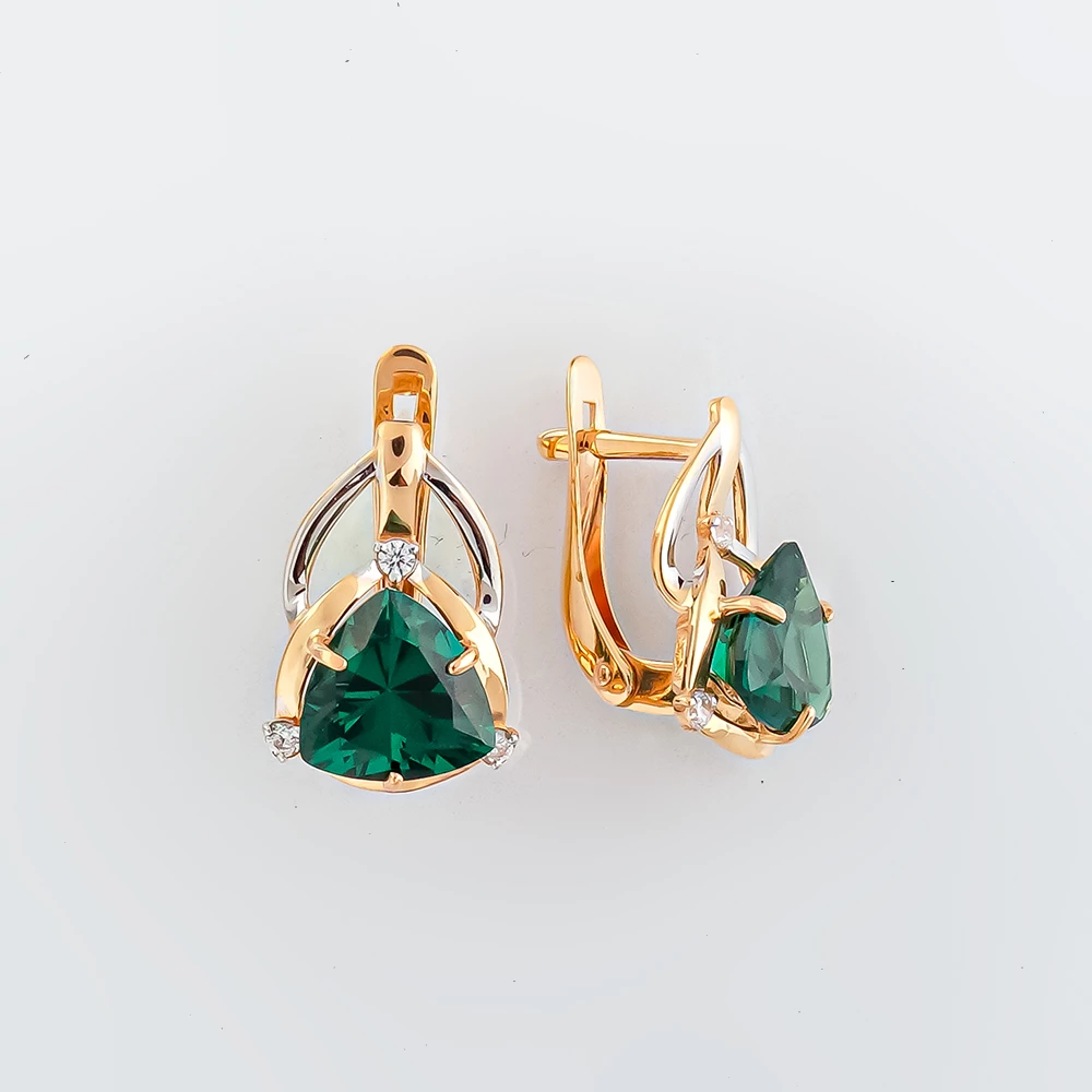 Серьги с ситаллом из красного золота 585 пробы