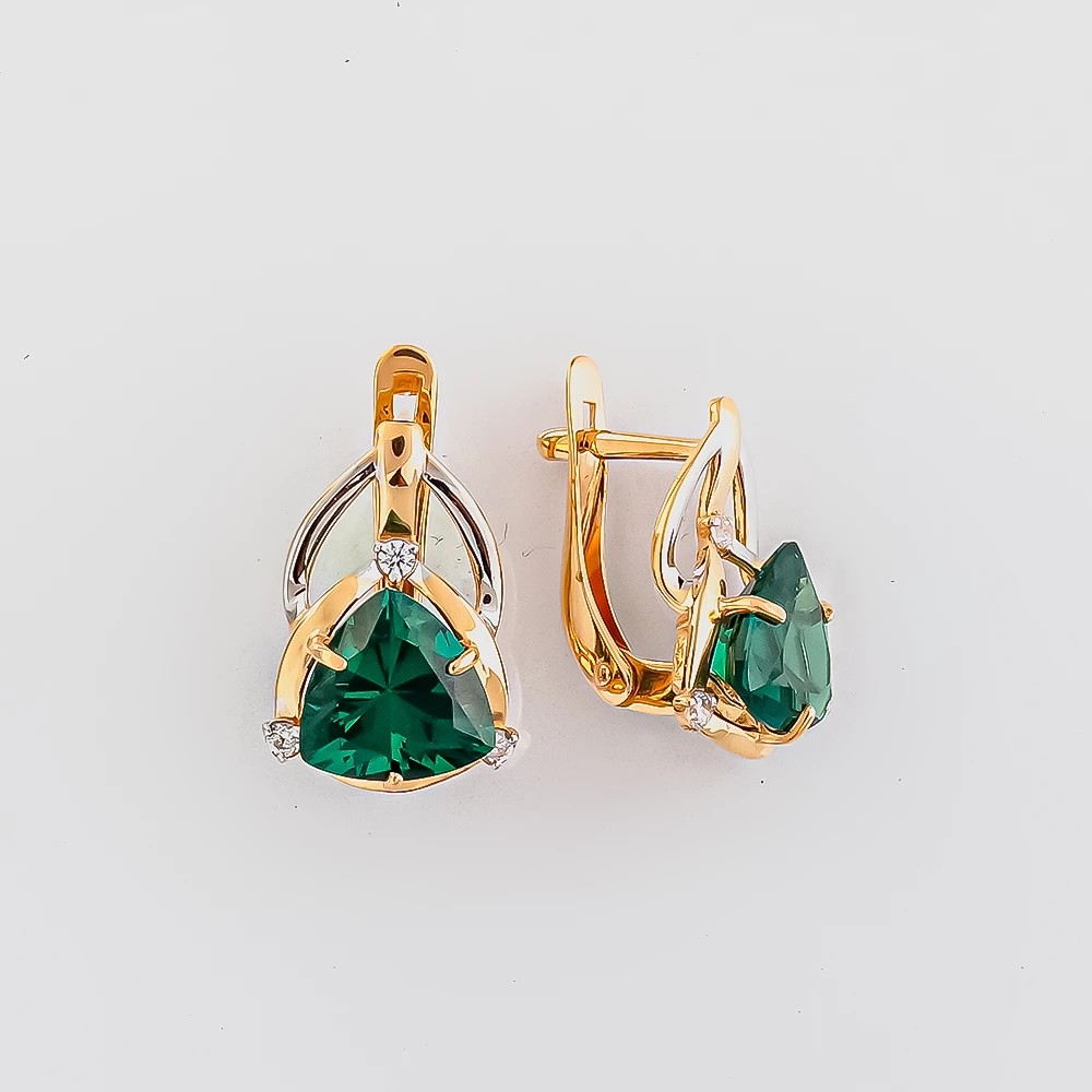 Серьги с ситаллом из красного золота 585 пробы