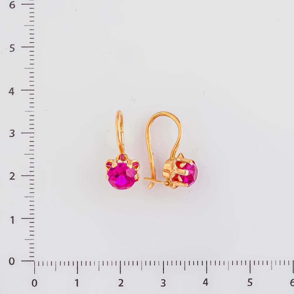Серьги с фианитом из красного золота 583 пробы