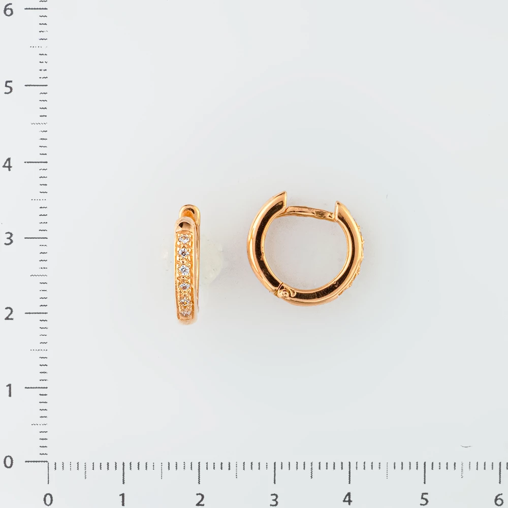 Серьги с фианитом из красного золота 585 пробы