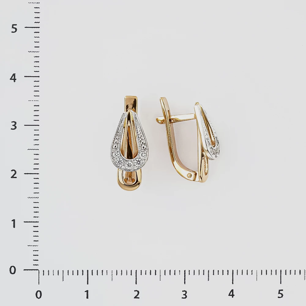 Серьги с фианитом из красного золота 585 пробы