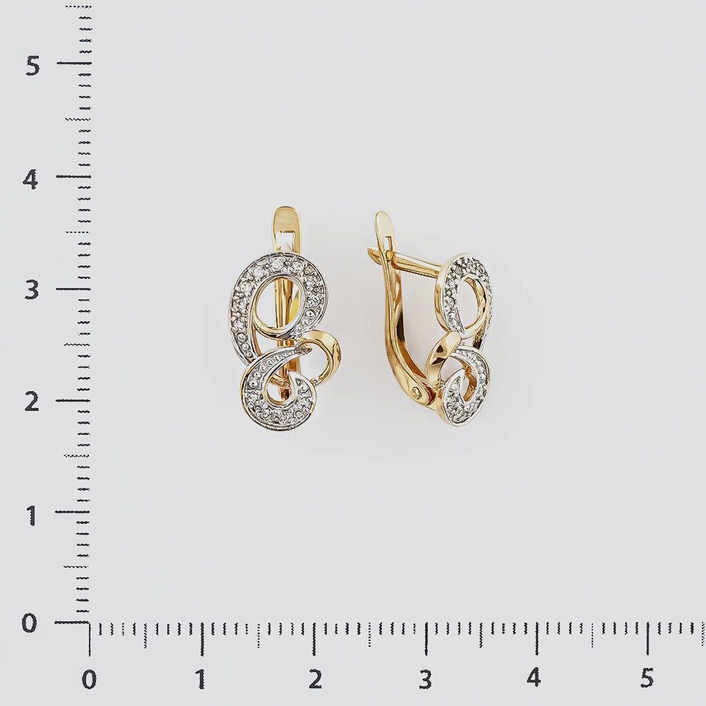 Серьги с фианитом из красного золота 585 пробы