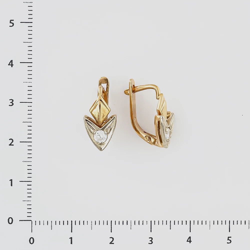 Серьги с фианитом из красного золота 585 пробы