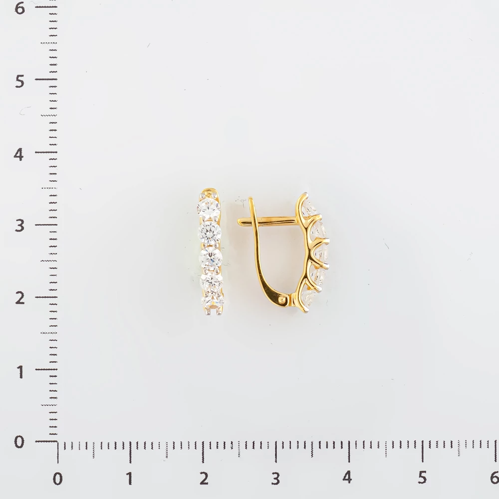 Серьги с фианитом из желтого золота 585 пробы