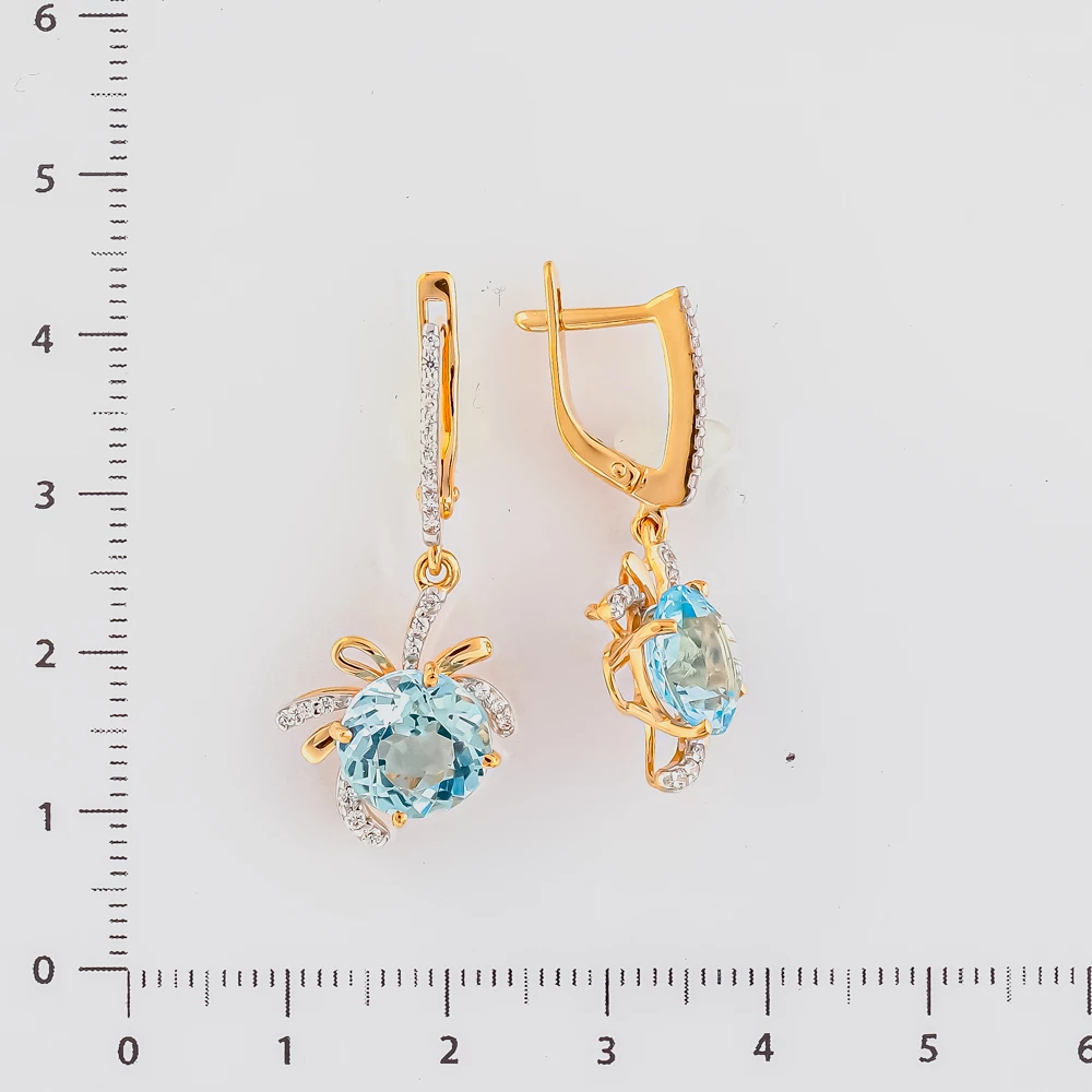 Серьги с топазом из красного золота 585 пробы